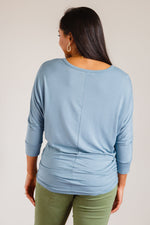 Daytime Boat Neck Top in Blue Gray LD23