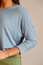 Daytime Boat Neck Top in Blue Gray LD23