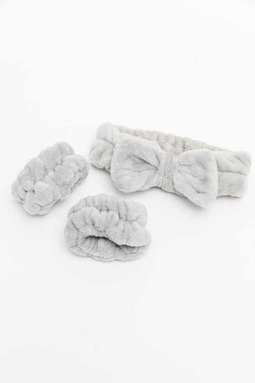 Effortless Days Stretchy Headband & Wristband Set in Gray LD23