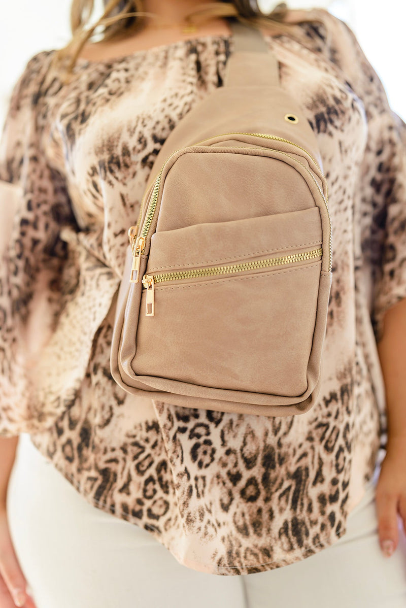 Effortlessly Chic Sling Bag in Light Stone