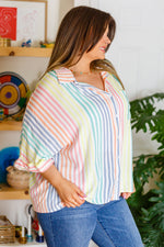 End Of The Rainbow Striped Button Up