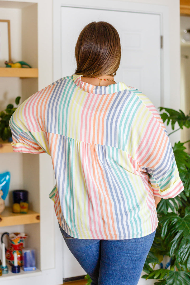 End Of The Rainbow Striped Button Up