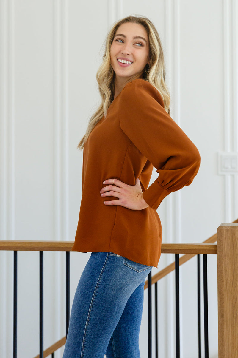 Enjoy This Moment V Neck Blouse In Toffee BF35