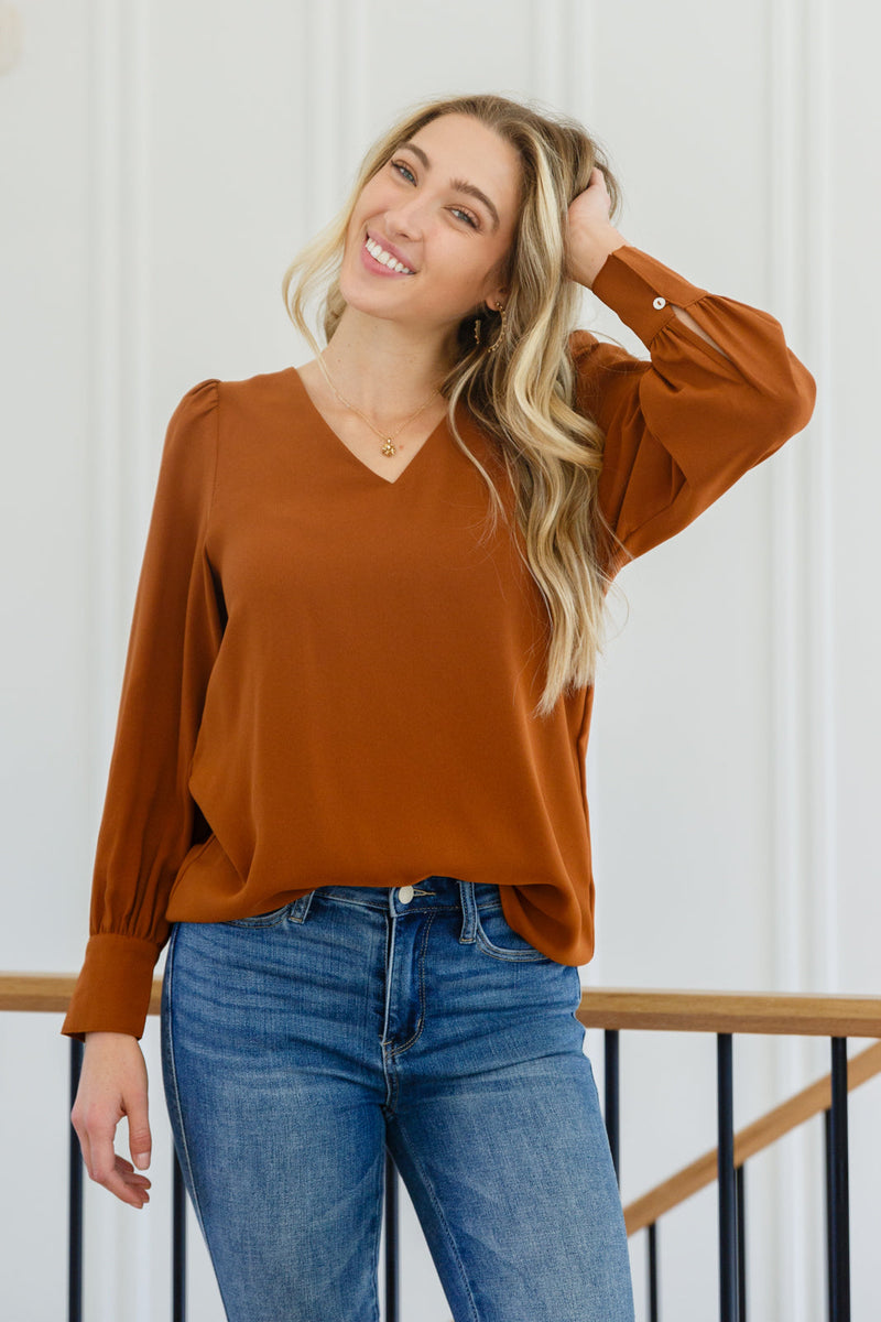 Enjoy This Moment V Neck Blouse In Toffee BF35
