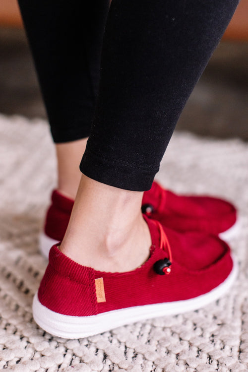 Corky's Red Corduroy Slip On Sneaker