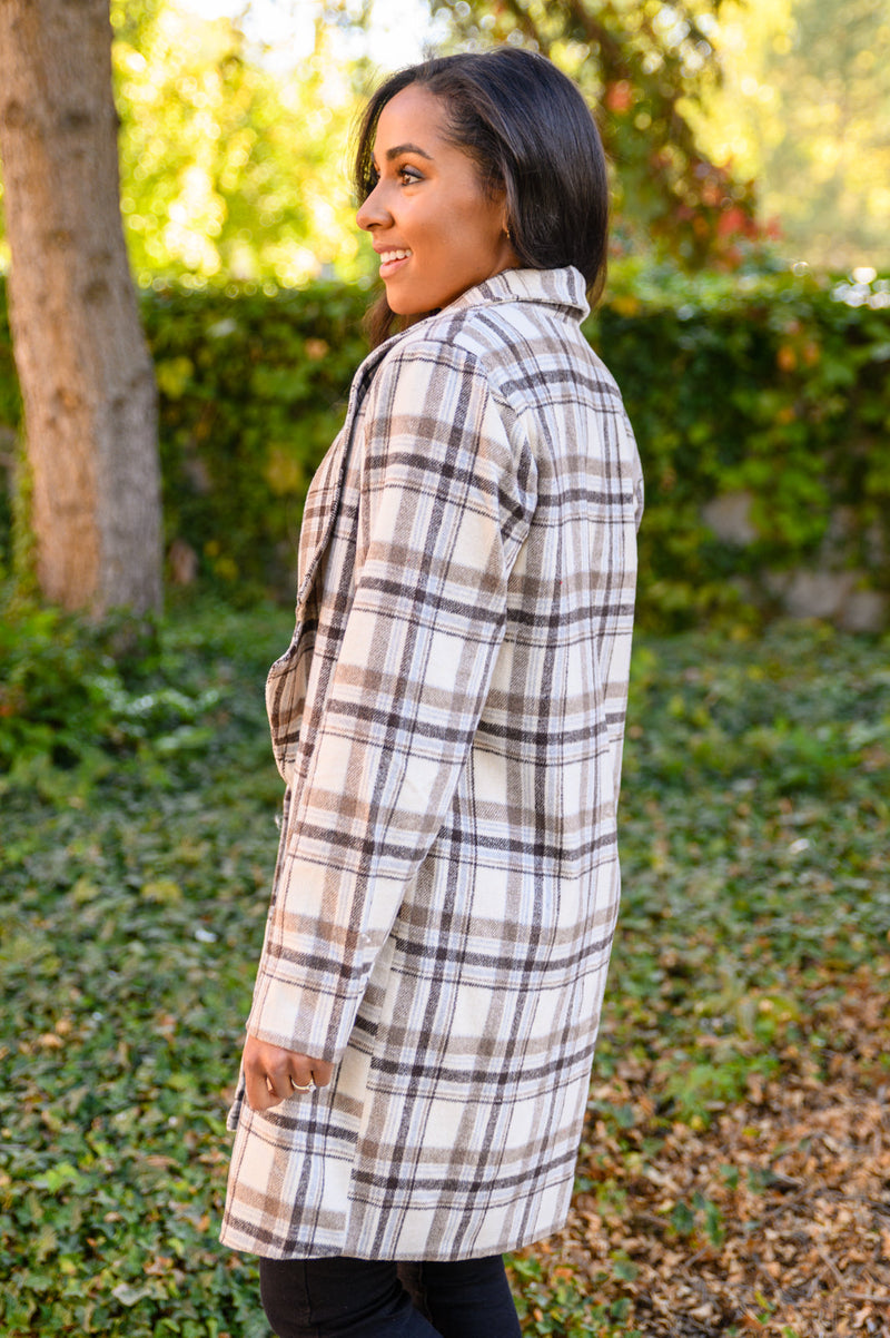 Fall In Love Plaid Jacket in Cream