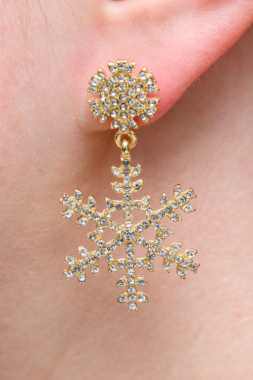 Falling Snowflake Earrings In Gold Winter22