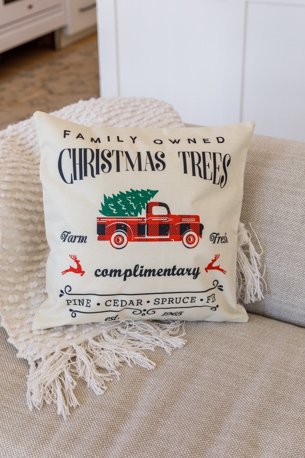 Christmas tree outlet farm pillow