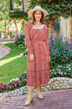 First Kiss Long Sleeve Maxi Dress In Rust Winter22