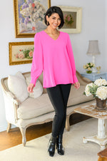 Foxglove Long Sleeve V Neck Blouse