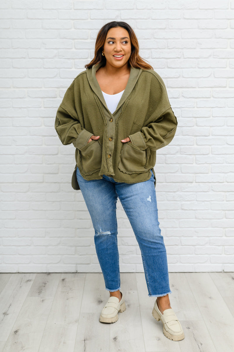French Terry Mineral Wash Jacket In Olive Winter22