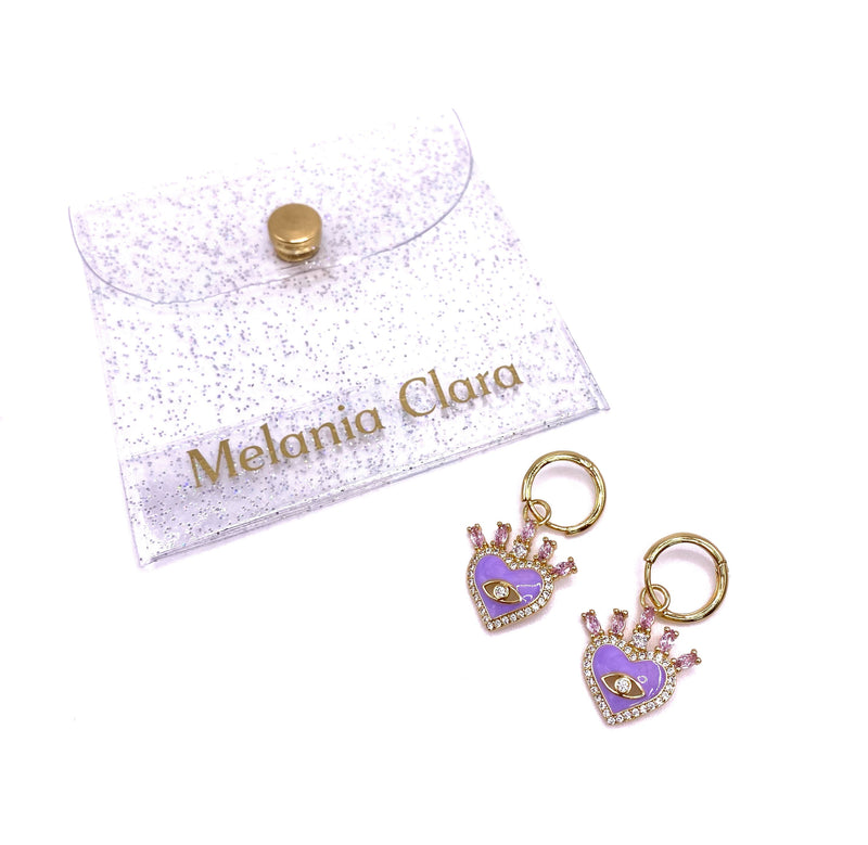 #M137 Melania Clara - Earrings Mystic Heart Gold Lilac