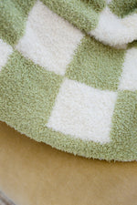 Fuzzy For Days Checkered Blanket In Sage Winter22