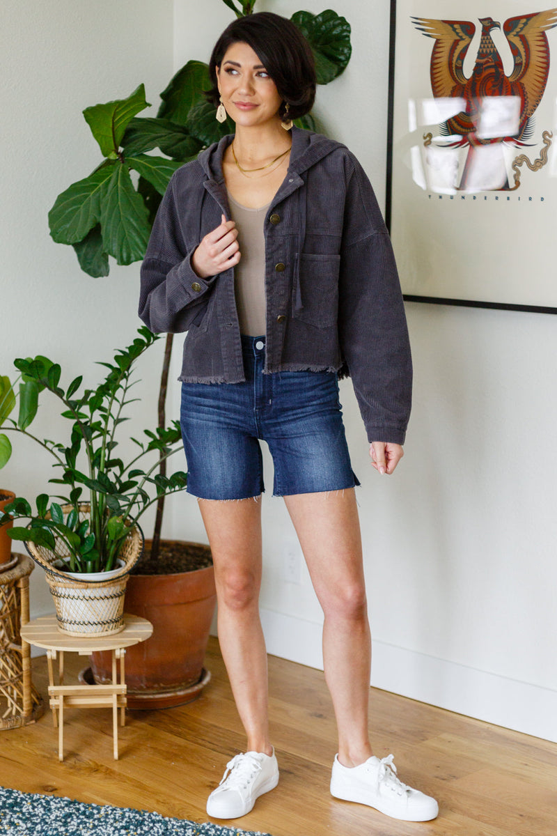Give Me More Corduroy Jacket in Charcoal LD23