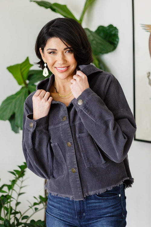 Give Me More Corduroy Jacket in Charcoal LD23