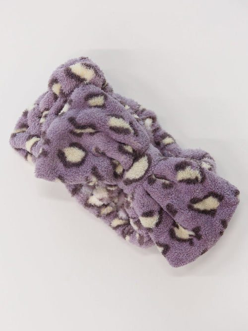 Hair Towel And Spa Headband Set In Purple Winter22