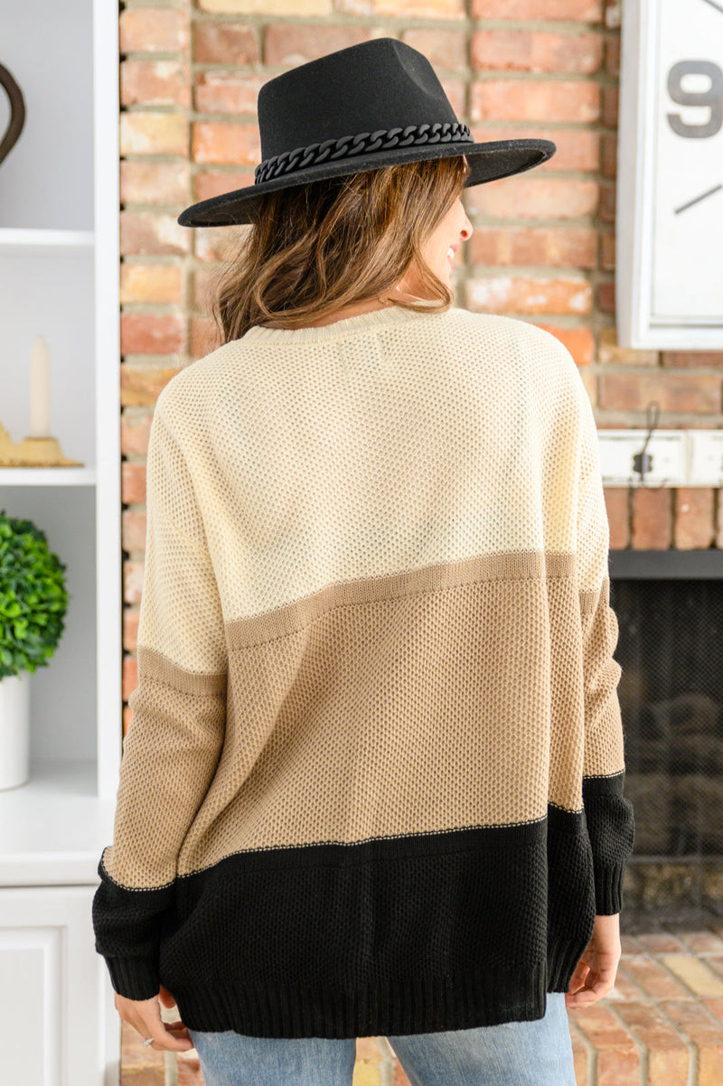 Hudson Color Block Sweater In Natural