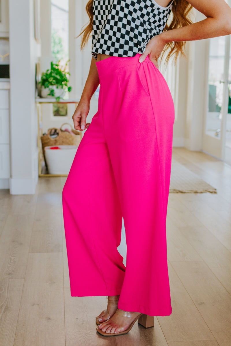Kristelle High Waist Wide Leg Palazzo Pants in Hot Pink | Showpo