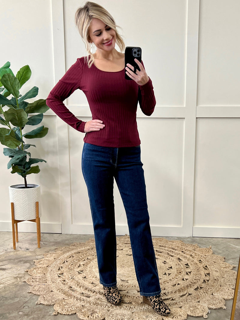 Twist Back Top In Dark Crimson