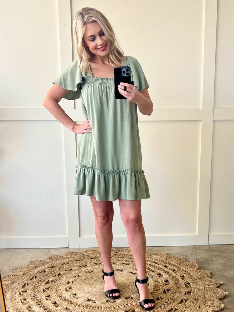 Willow Smocked Flutter Sleeve Dress