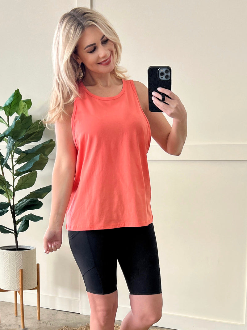 Sleeveless Muscle Tee In Coral