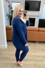 Buttery Soft Long Sleeve Loungewear Set in Light Navy