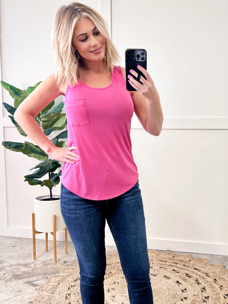 Soft Ribbed Sleeveless Top In Bright Pink – Iris & Rainbow Boutique