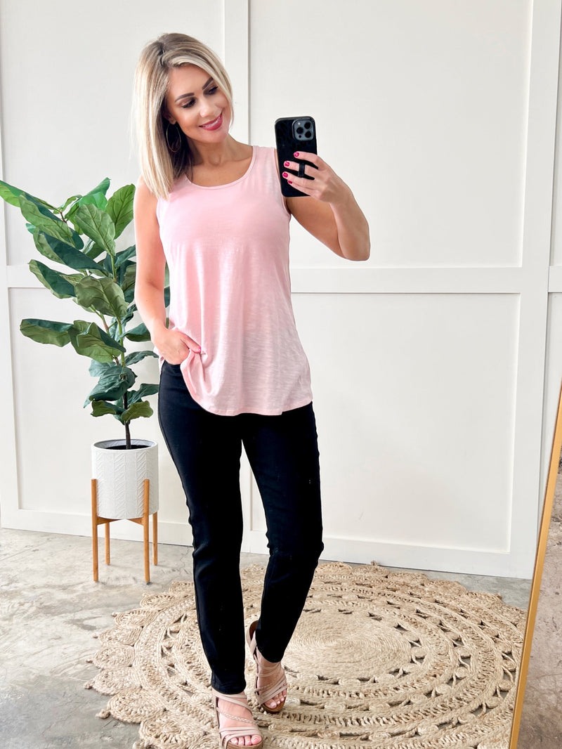 Sleeveless Top In Rose Quartz With Back Detail