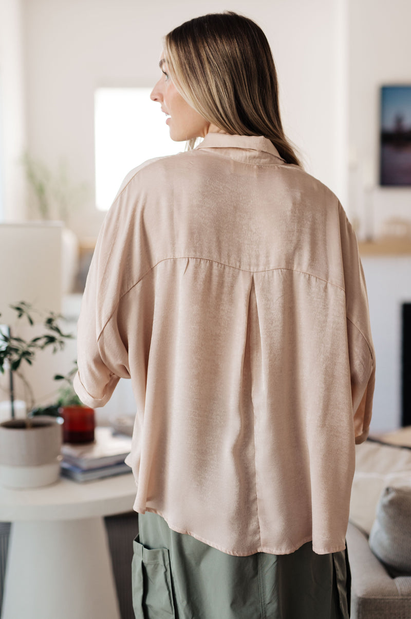 In Your Thoughts Oversized Dolman Sleeve Top in Champagne