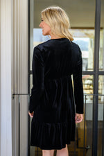 Jentsyn Velvet V-Neck Dress in Black LD23