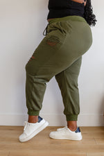 Kick Back Distressed Joggers in Olive BF35