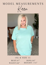 Notched Neck Drop Sleeve Top in Blue