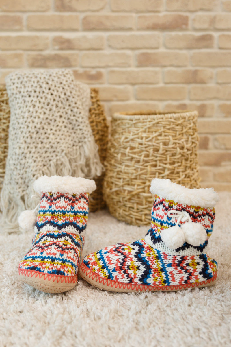 Knitted Multi Color Slipper Boots
