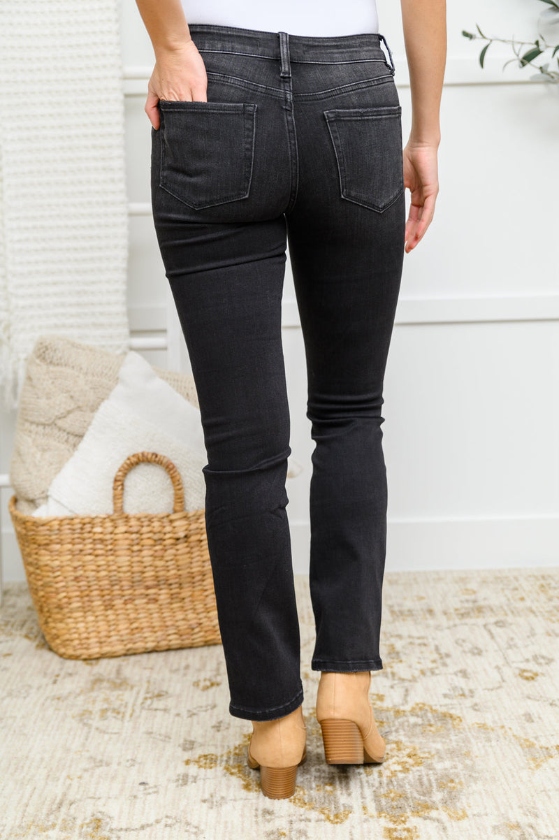 Kortney Mid Rise Straight Leg Jeans In Washed Black – Iris Rainbow Boutique