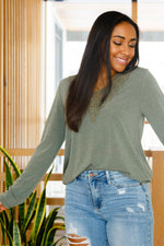 Lacey Long Sleeve V Neck In Olive LD23