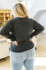 Little Talks Ribbed Long Sleeve Top in Charcoal BF65