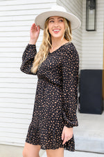 Make Your Happiness Long Sleeve Dress in Black LD23