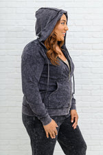 Mineral Wash Hoodie & Jogger Set In Charcoal