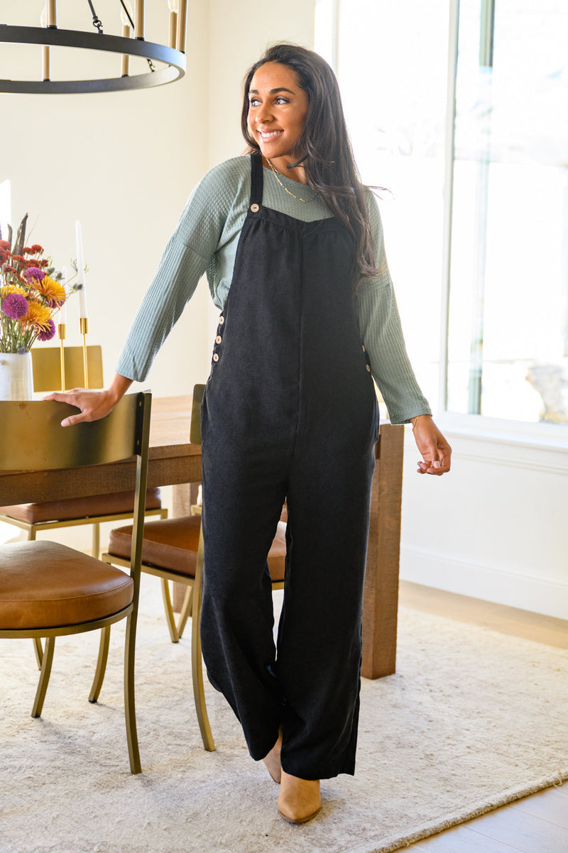 Black corduroy jumpsuit store