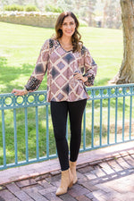 Patch Of Love Floral Print Top In Mauve