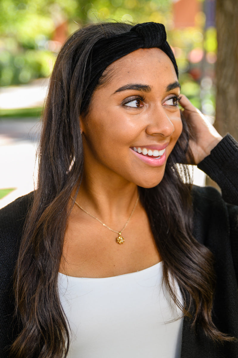 Perfect Plush Corduroy Headband In Black