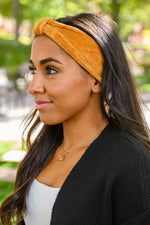 Perfect Plush Corduroy Headband In Pumpkin