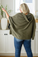 Perfectly Poised Hooded Poncho in Olive