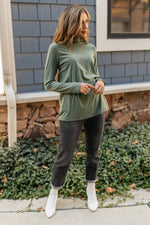 Plain Jane Turtle Neck Top in Cargo