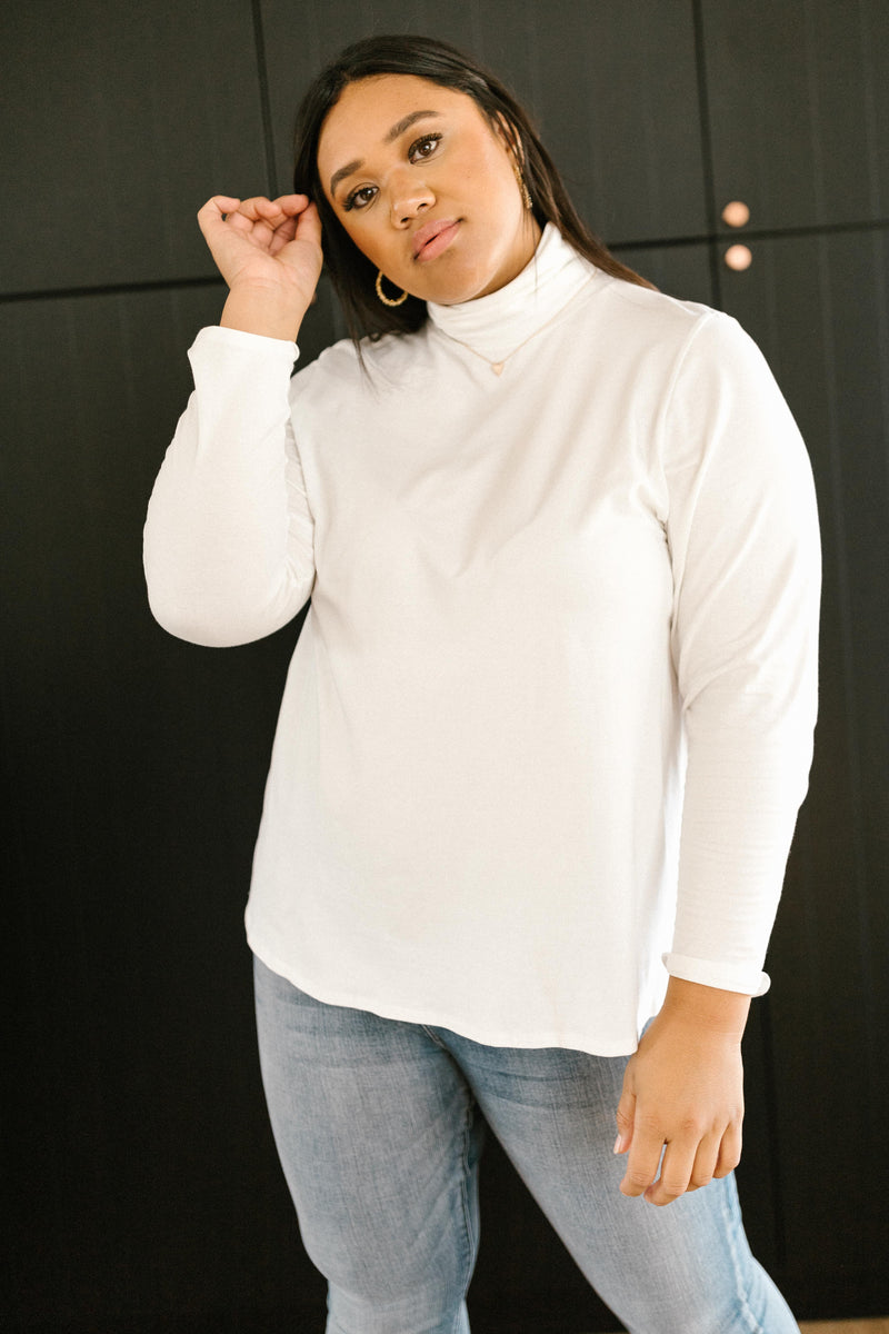 Plain Jane Turtle Neck Top in White