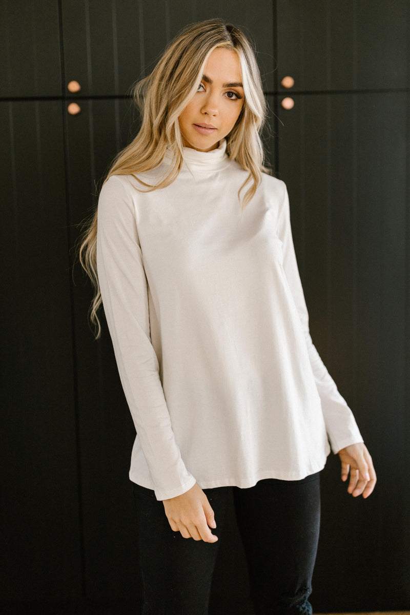 Plain Jane Turtle Neck Top in White