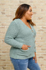 Popcorn Knit Cardigan In Light Green