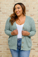 Popcorn Knit Cardigan In Light Green