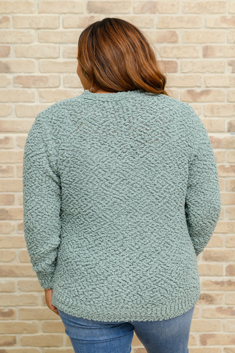 Popcorn Knit Cardigan In Light Green