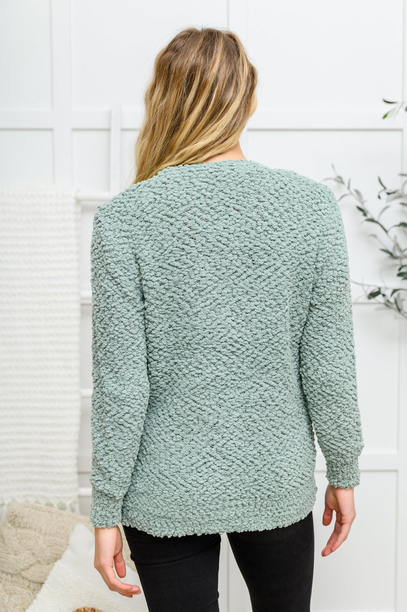 Popcorn Knit Cardigan In Light Green